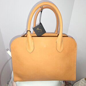 Claudia Firenze Genuine Italian Caramel Leather Tote NWT